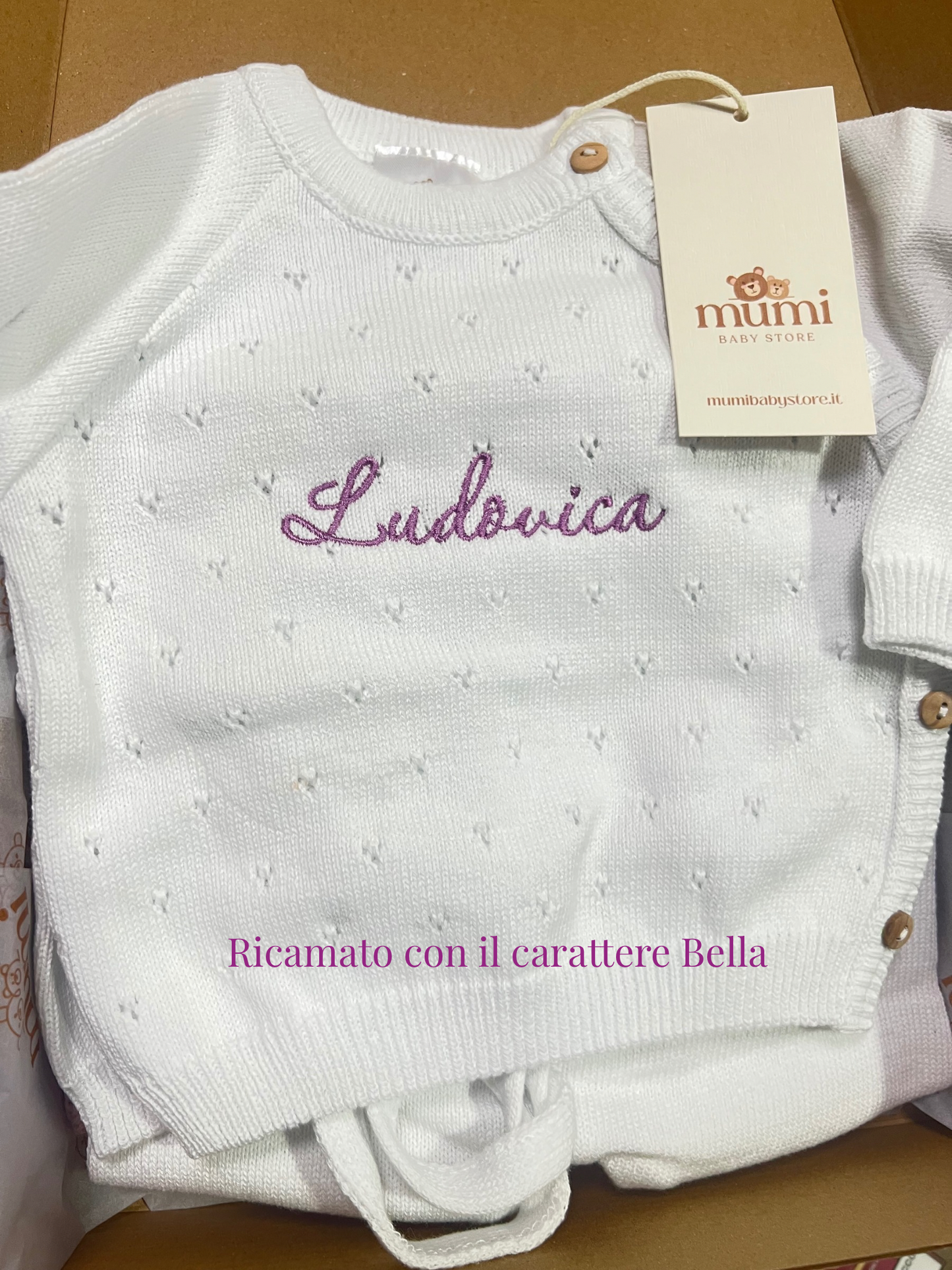 Coordinato Cuoricini 3 pezzi in maglia traforata Mumi