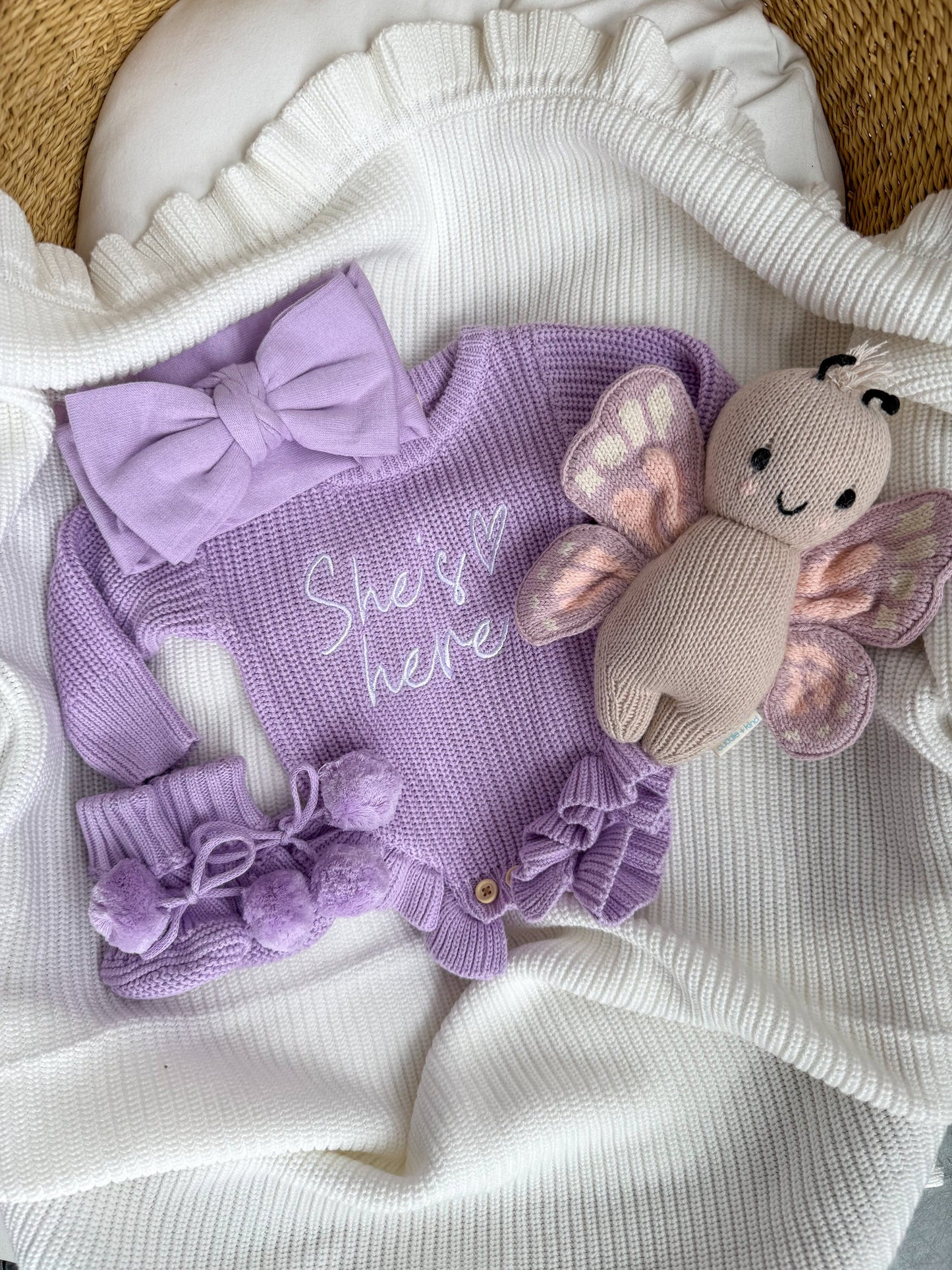 Pagliaccetto in Maglia Milk -Milky Rose e Violet Personalizzabile