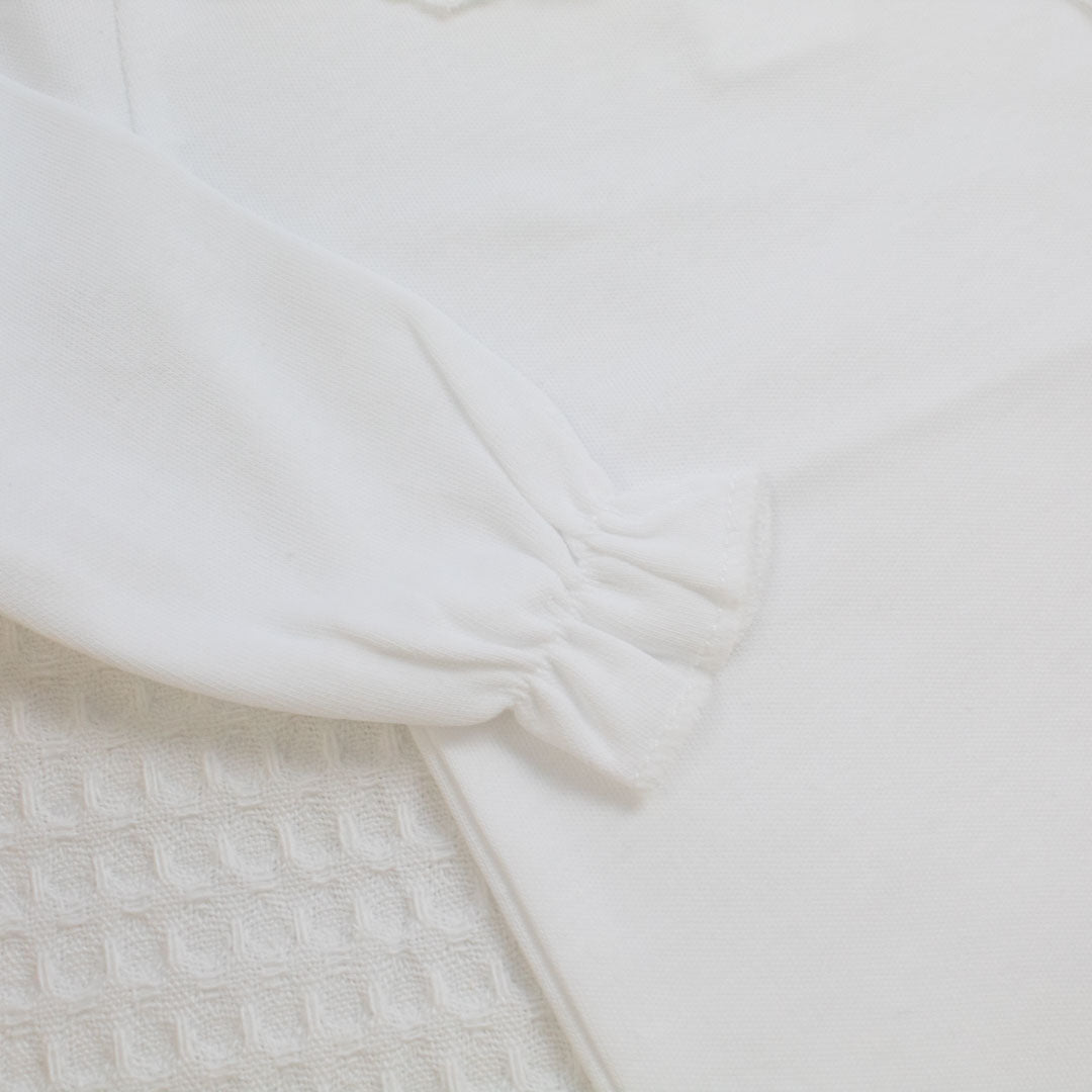 Body manica lunga con colletto ricamato o volant