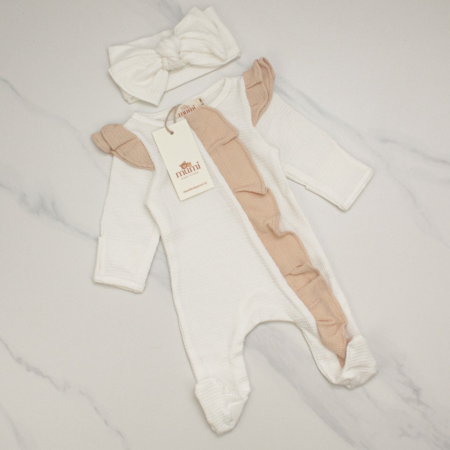 Tutina Mumi con volant + Fascia Fiocco