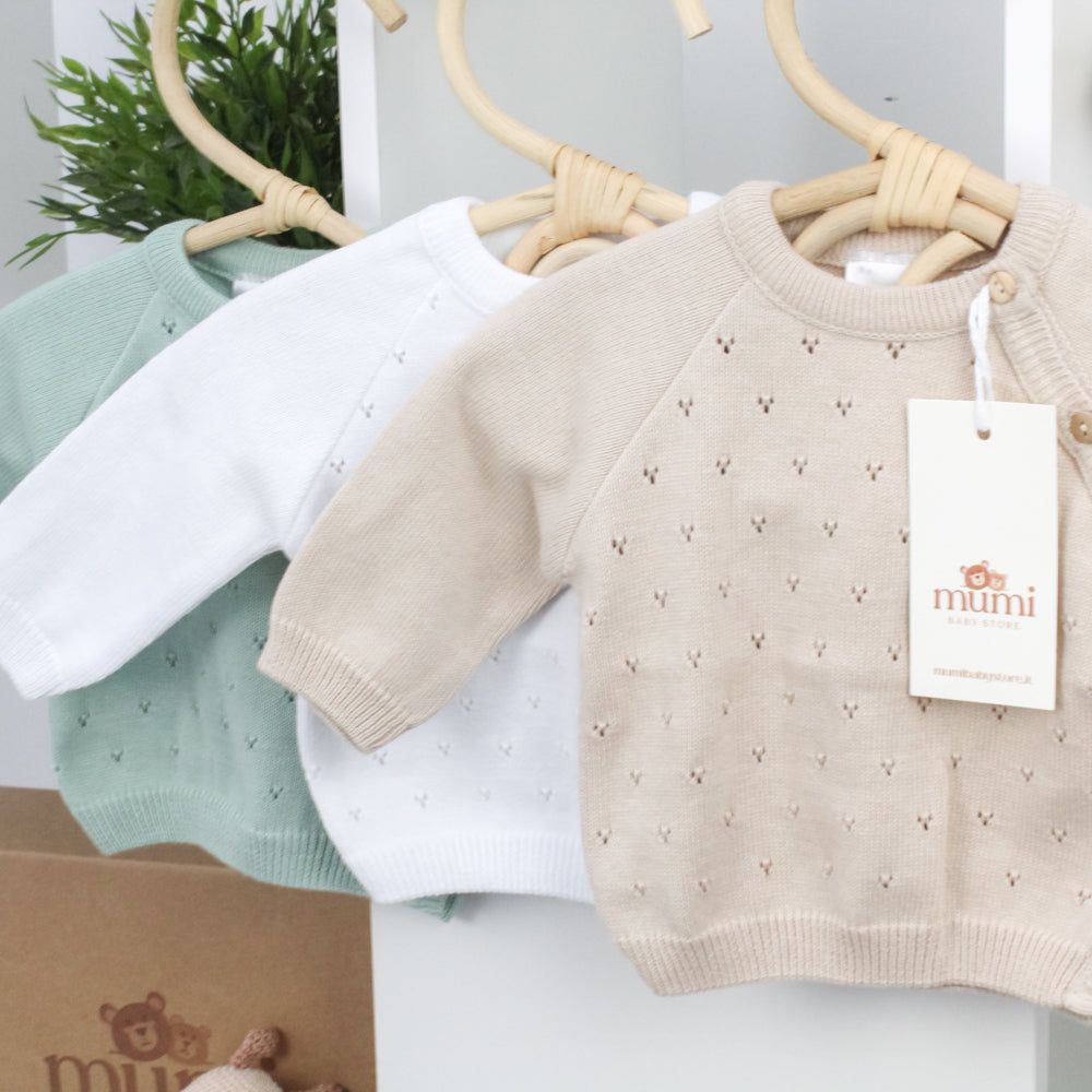 Coordinato Cuoricini 3 pezzi in maglia traforata Mumi