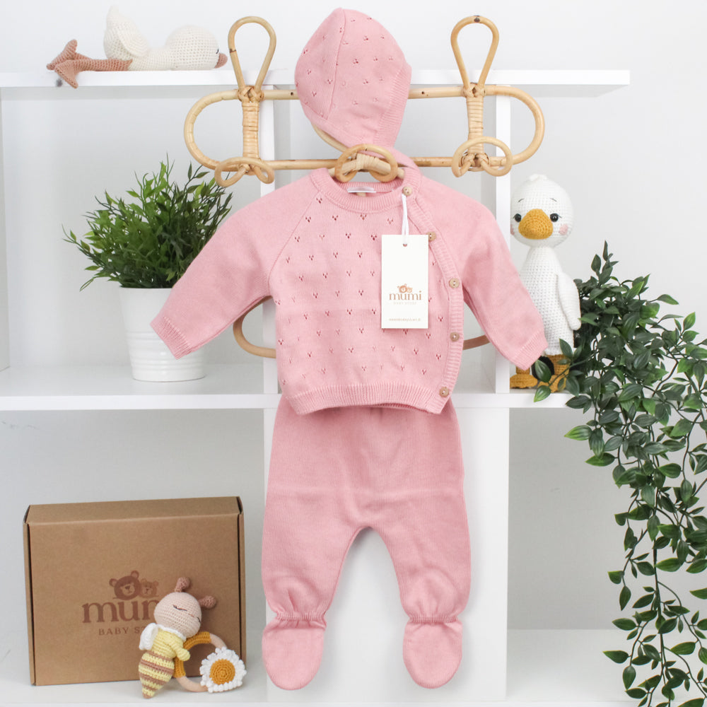 Coordinato Cuoricini 3 pezzi in maglia traforata Mumi