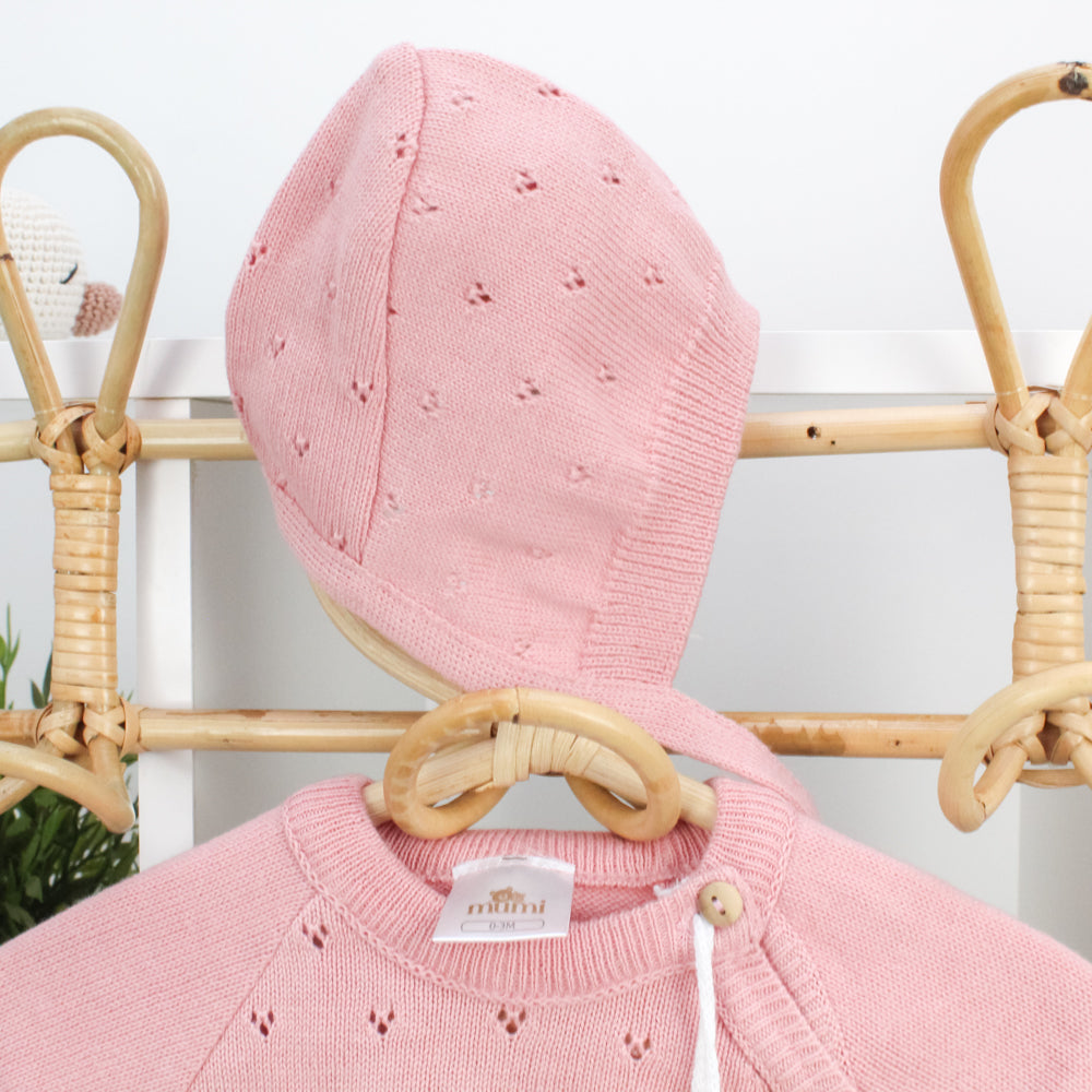 Coordinato Cuoricini 3 pezzi in maglia traforata Mumi