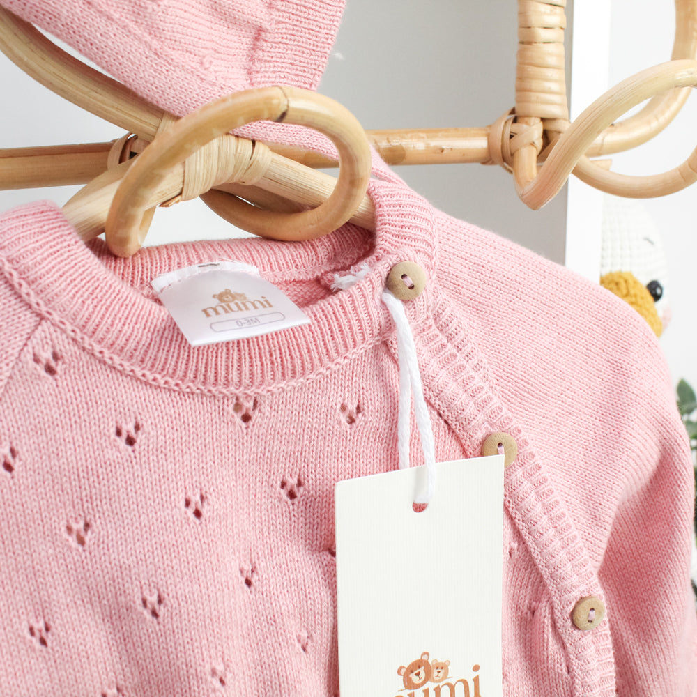 Coordinato Cuoricini 3 pezzi in maglia traforata Mumi