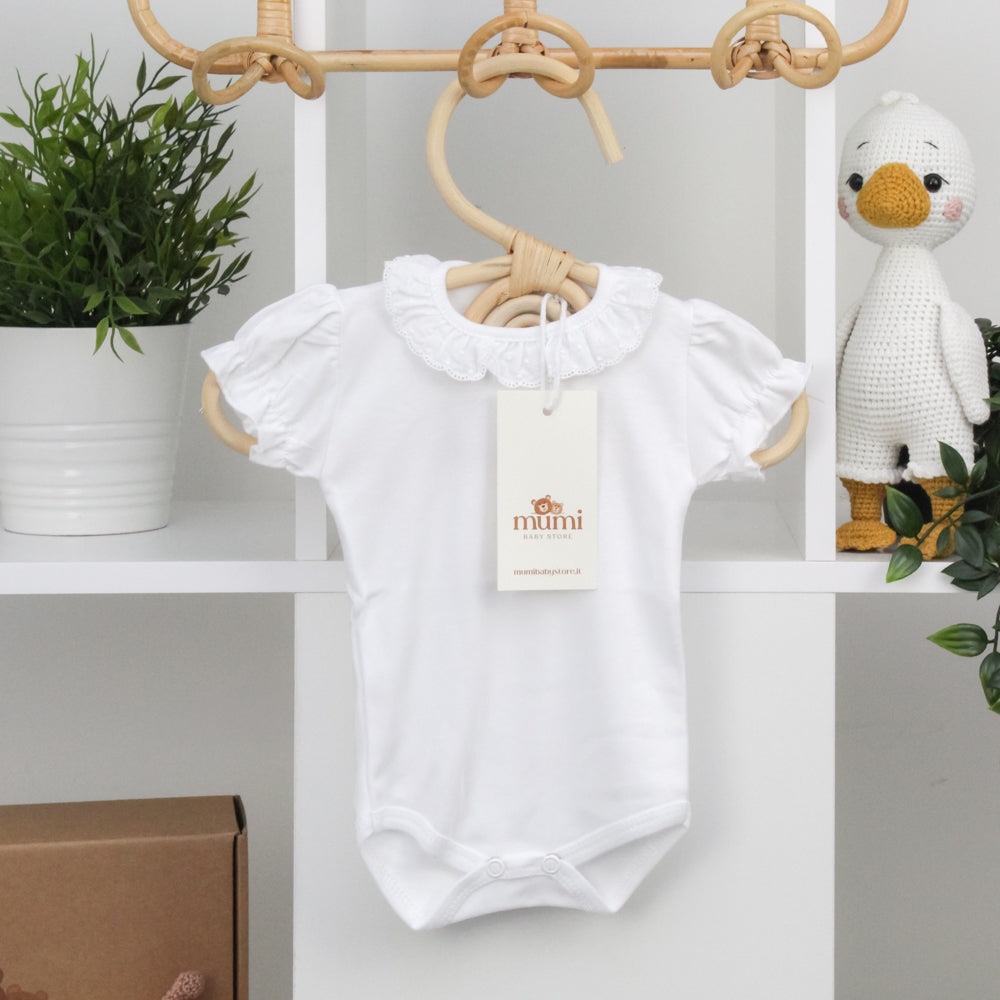 Body manica corta con colletto volant NEW