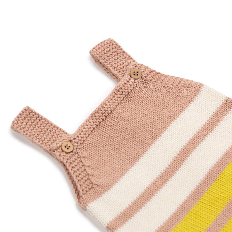 Salopette estiva in maglia a righe in cotone biologico