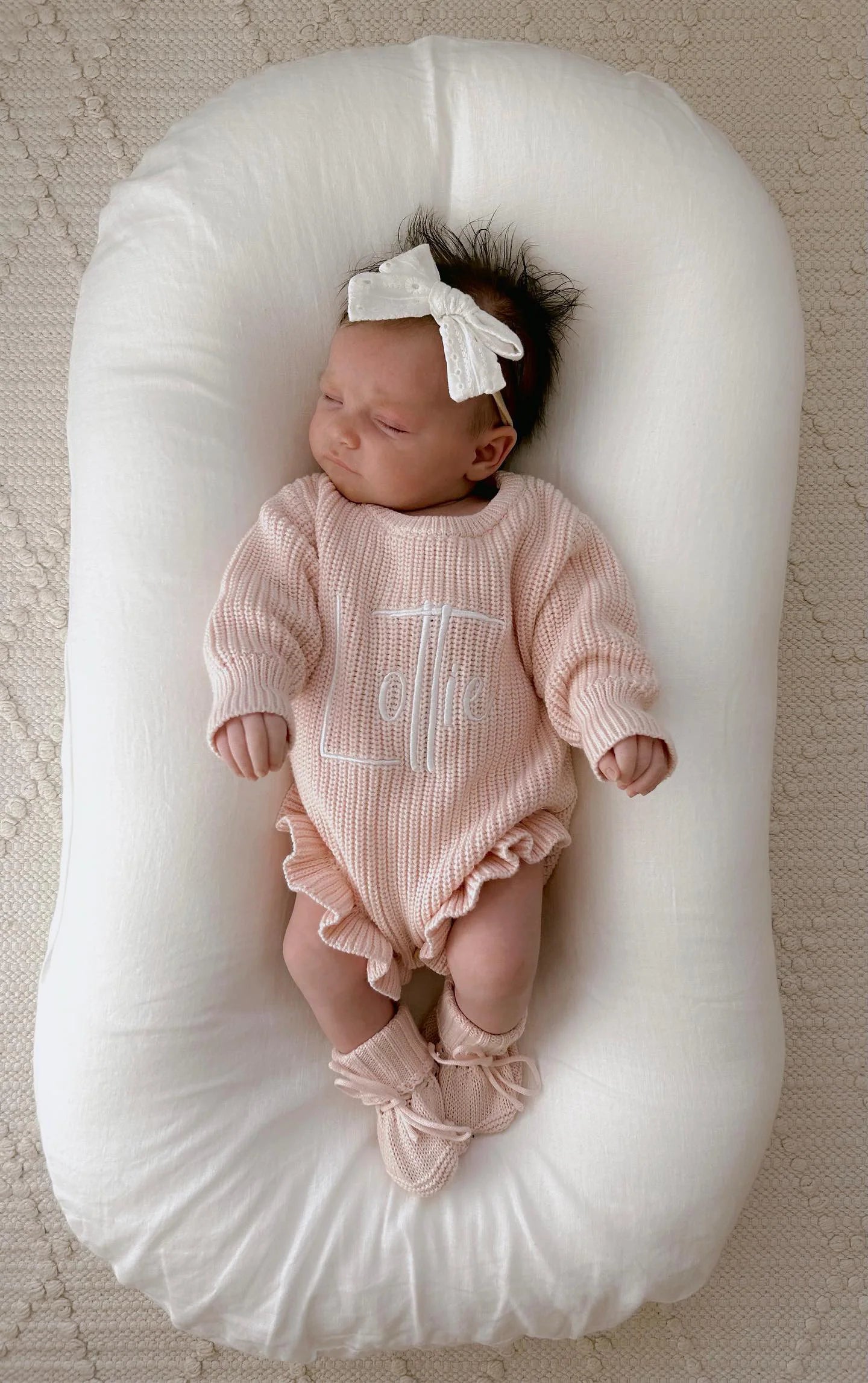 Pagliaccetto in Maglia Milk -Milky Rose e Violet Personalizzabile