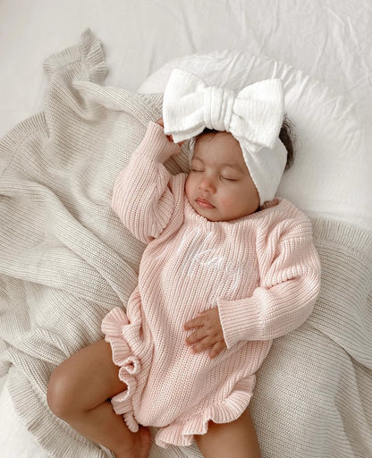 Pagliaccetto in Maglia Milk -Milky Rose e Violet Personalizzabile