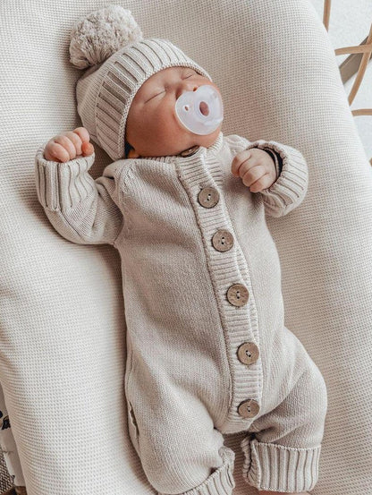 Tutina “Noa” con Cappellino Pompon,Caldo Cotone 100% Biologico 🧸☁️✨
