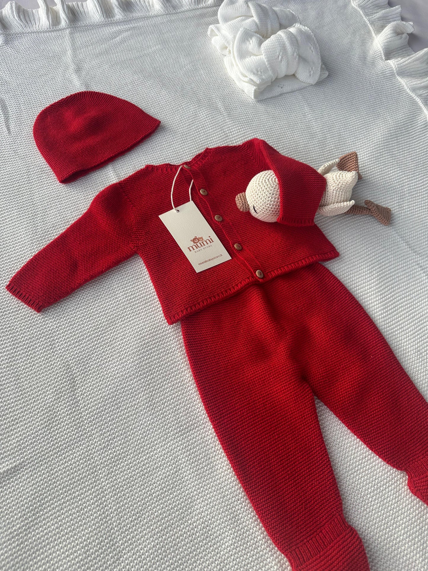 Completo Neonato 3 Pezzi in Lana e Cashmere
