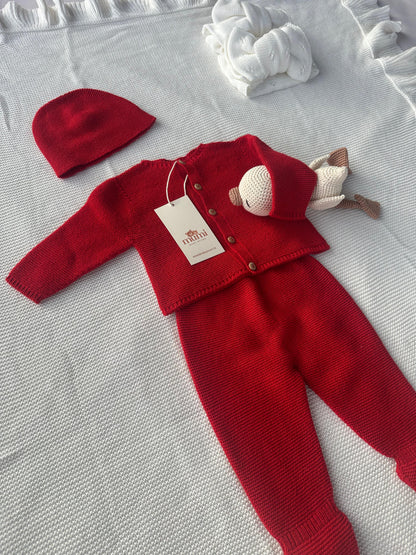 Completo Neonato 3 Pezzi in Lana e Cashmere