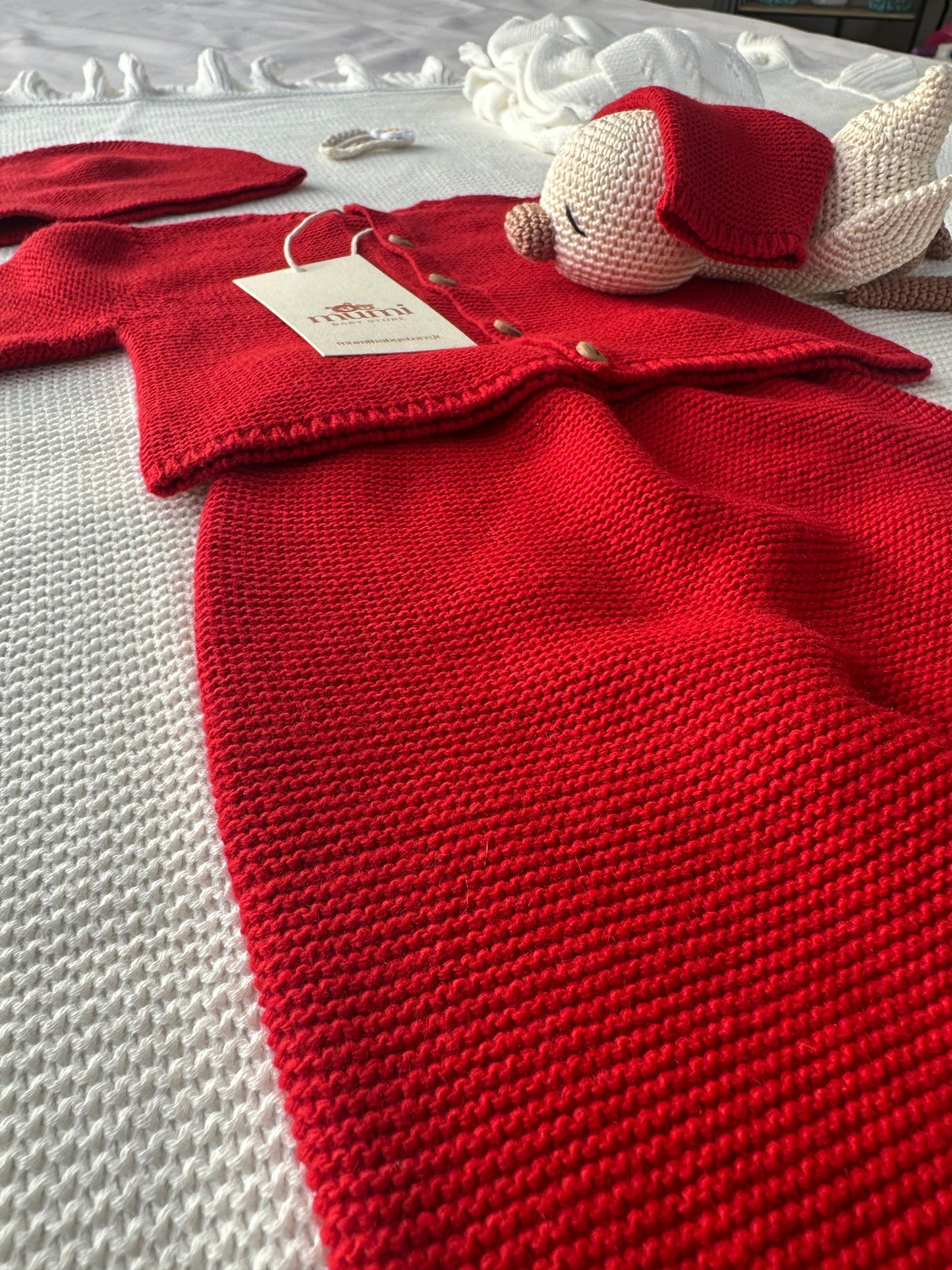 Completo Neonato 3 Pezzi in Lana e Cashmere