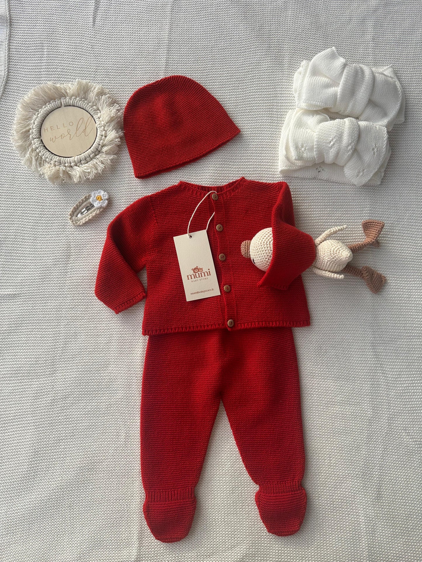 Completo Neonato 3 Pezzi in Lana e Cashmere