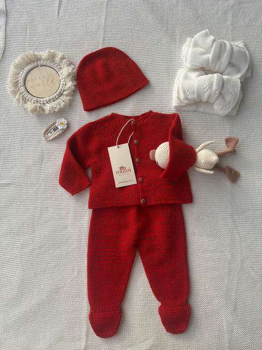 Completo Neonato 3 Pezzi in Lana e Cashmere