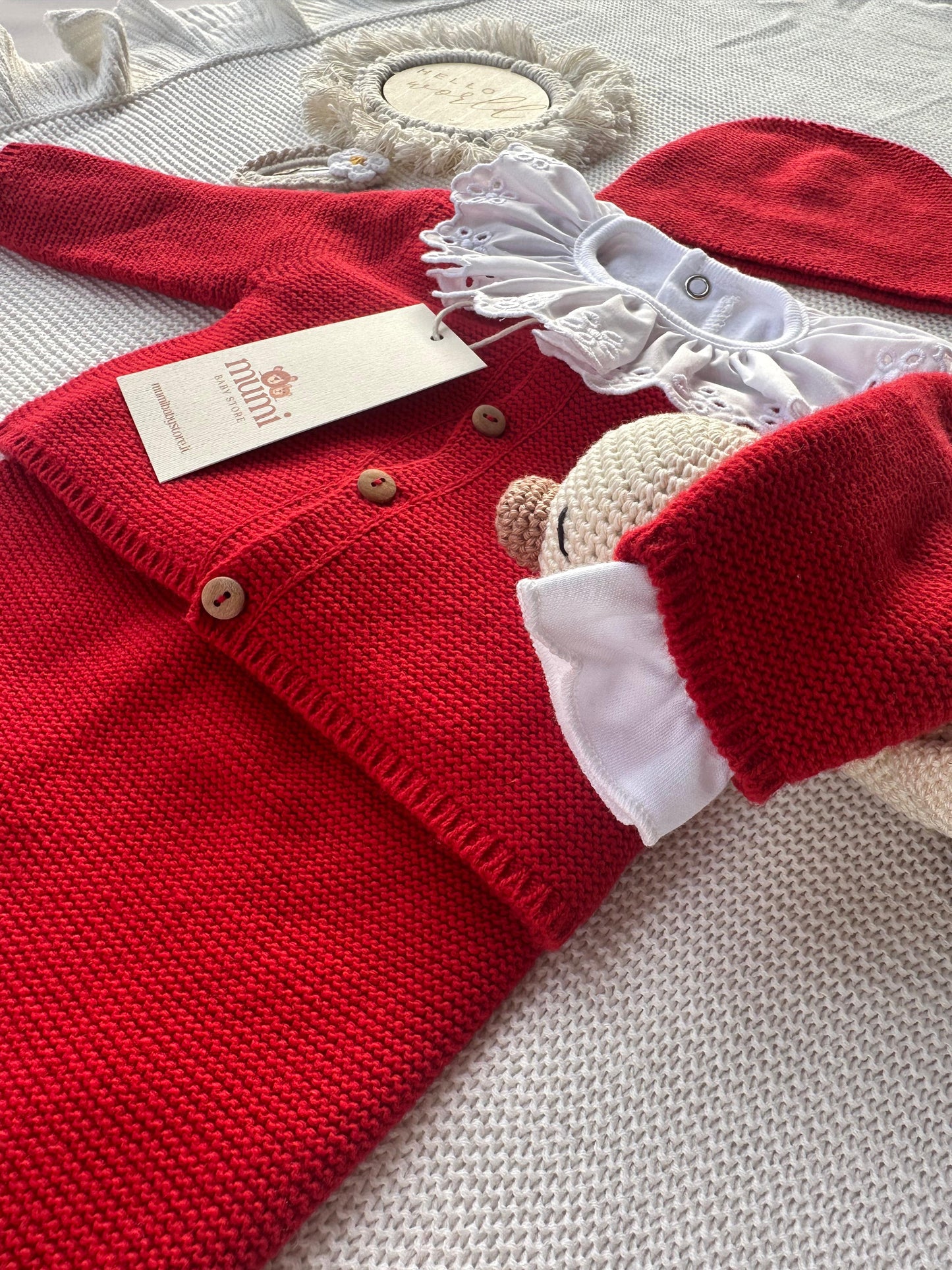 Completo Neonato 3 Pezzi in Lana e Cashmere