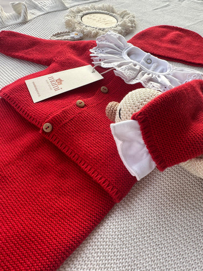 Completo Neonato 3 Pezzi in Lana e Cashmere