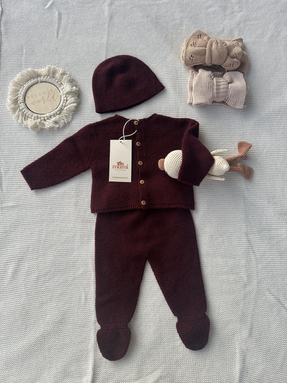 Completo Neonato 3 Pezzi in Lana e Cashmere