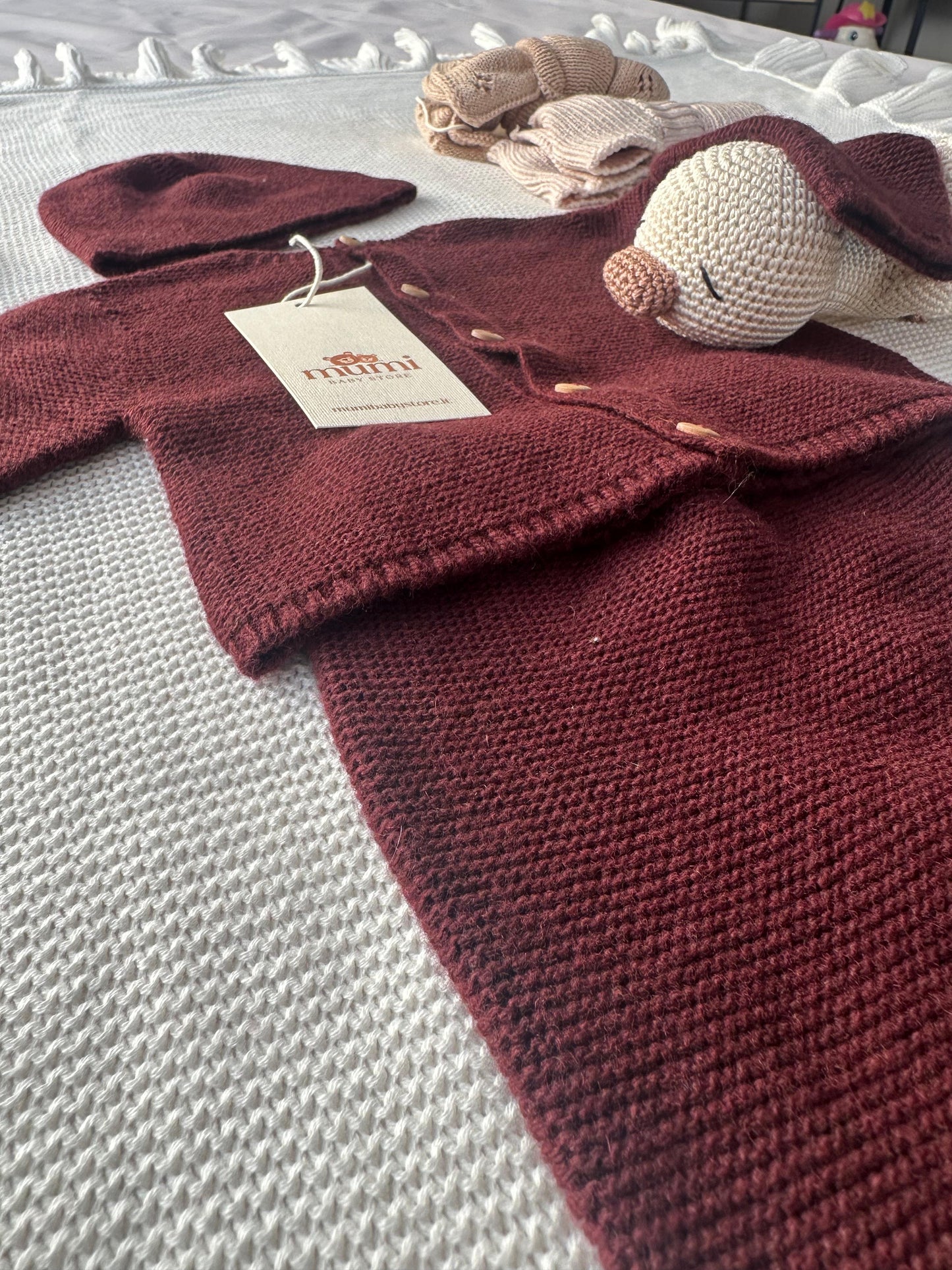 Completo Neonato 3 Pezzi in Lana e Cashmere