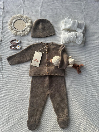 Completo Neonato 3 Pezzi in Lana e Cashmere