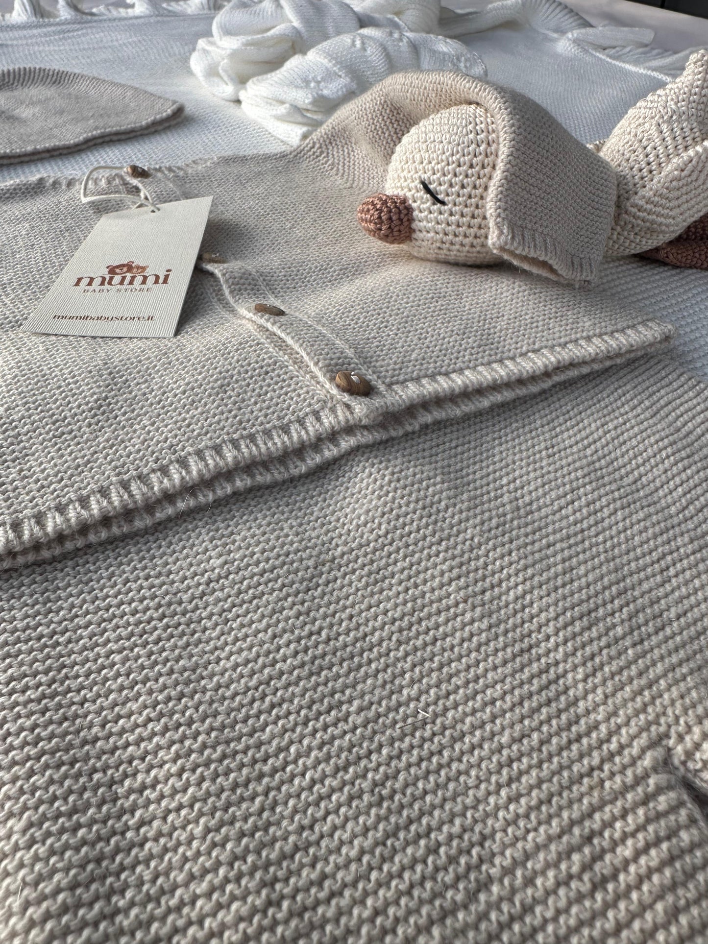 Completo Neonato 3 Pezzi in Lana e Cashmere