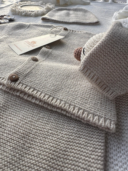 Completo Neonato 3 Pezzi in Lana e Cashmere