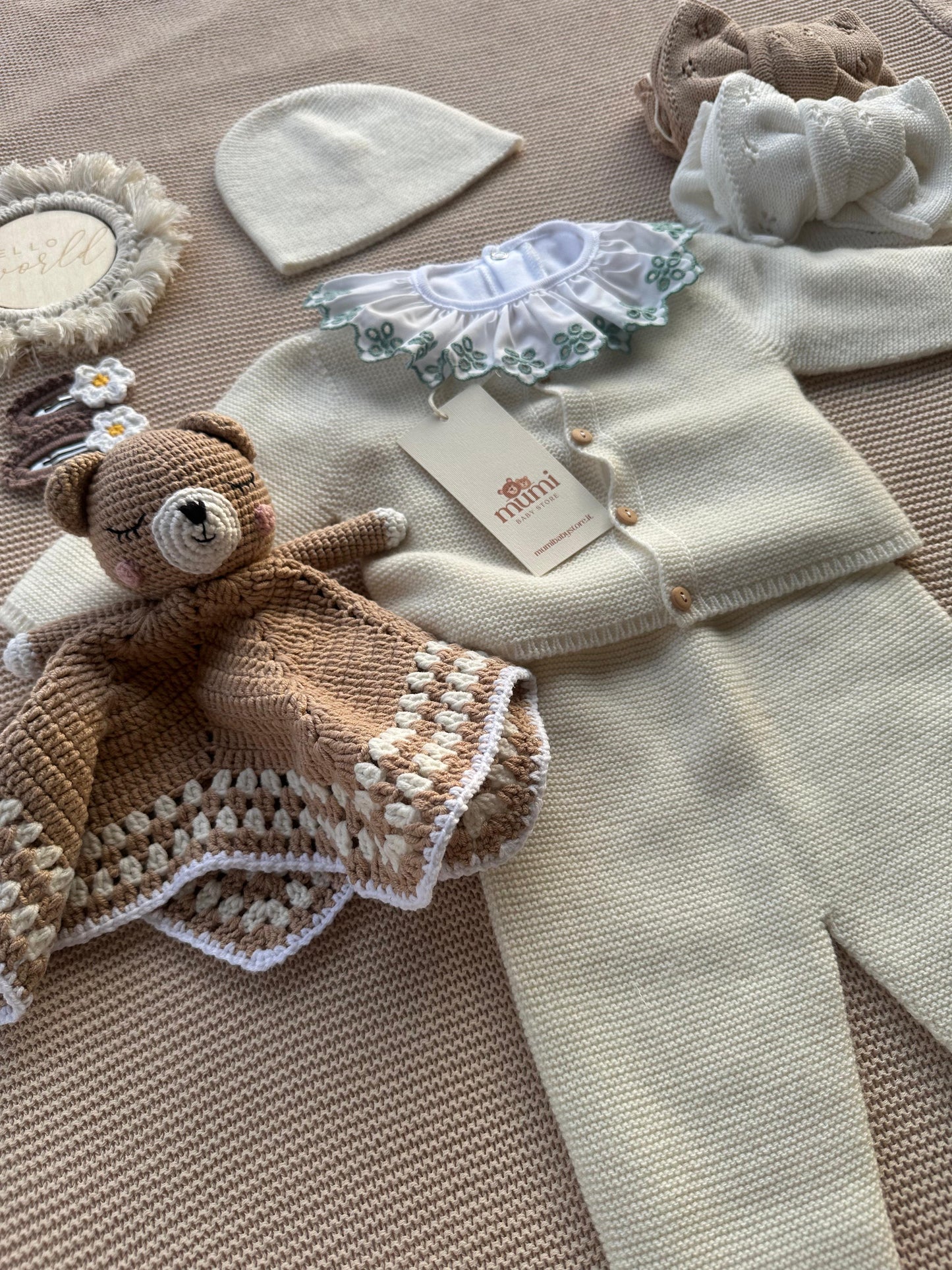 Completo Neonato 3 Pezzi in Lana e Cashmere