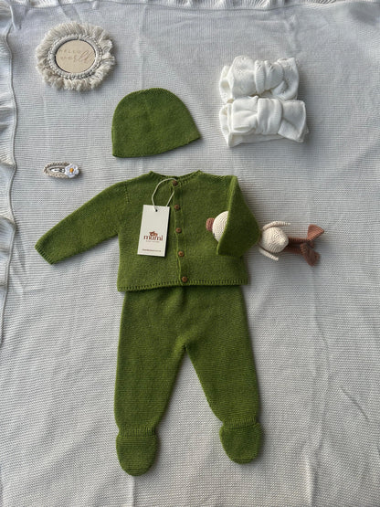 Completo Neonato 3 Pezzi in Lana e Cashmere