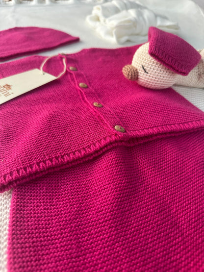 Completo Neonato 3 Pezzi in Lana e Cashmere