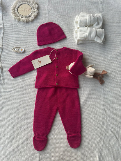 Completo Neonato 3 Pezzi in Lana e Cashmere