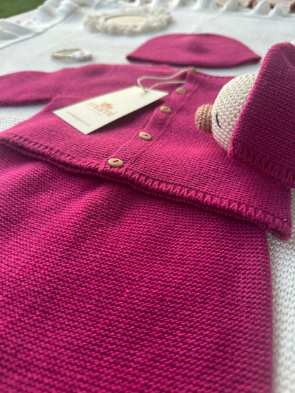 Completo Neonato 3 Pezzi in Lana e Cashmere