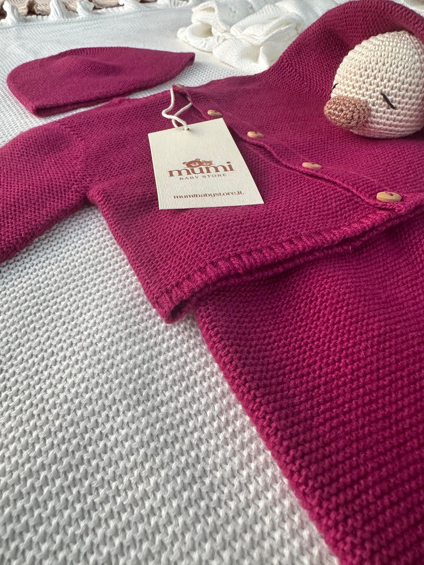 Completo Neonato 3 Pezzi in Lana e Cashmere