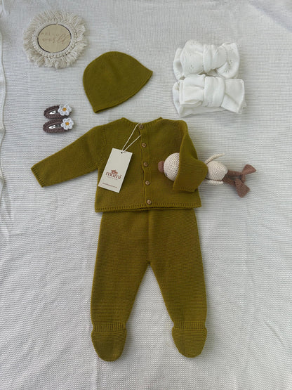 Completo Neonato 3 Pezzi in Lana e Cashmere