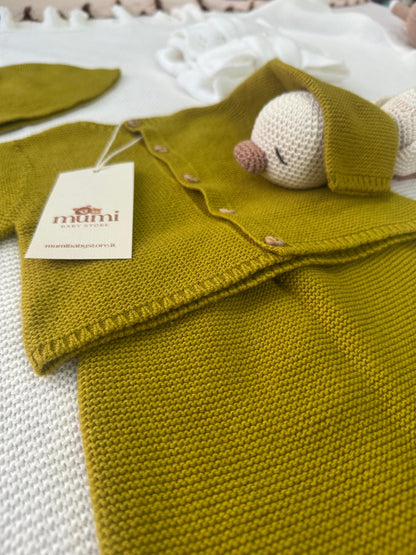 Completo Neonato 3 Pezzi in Lana e Cashmere