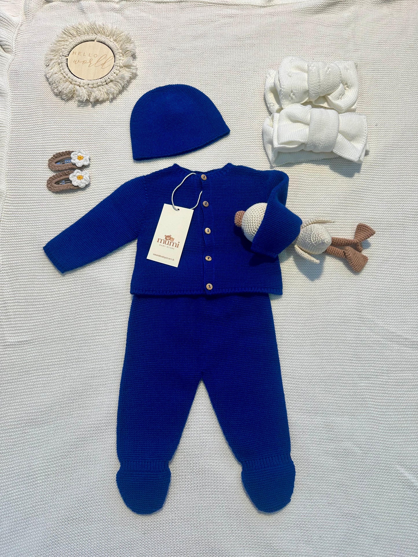 Completo Neonato 3 Pezzi in Lana e Cashmere