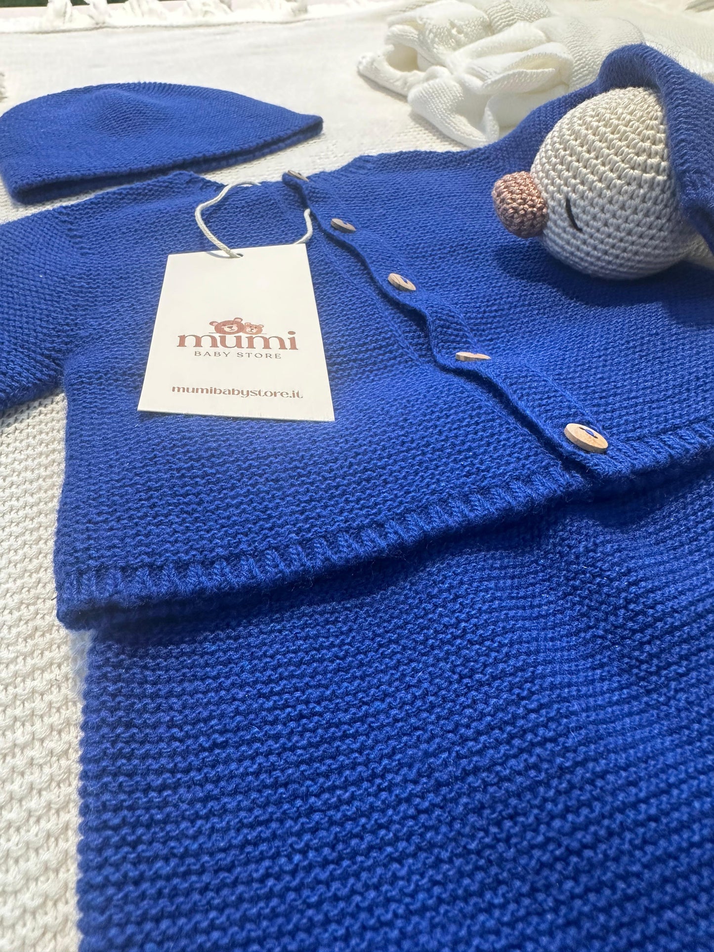 Completo Neonato 3 Pezzi in Lana e Cashmere