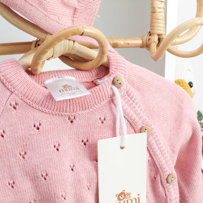 Coordinato Cuoricini 3 pezzi in maglia traforata Mumi